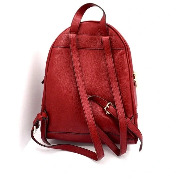 Michael Kors Red Leather Backpack Gold‎ Hardware Adjustable Straps Travel 37-08 Michael Kors Red Leather Backpack Gold‎ Hardware Adjustable  main image 2